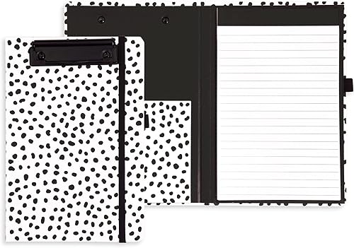 Steel Mill & Co - Mini portapapeles con bloc de notas forrado recargable y bolsillo de almacenamiento interior, pequeño portapapeles para el