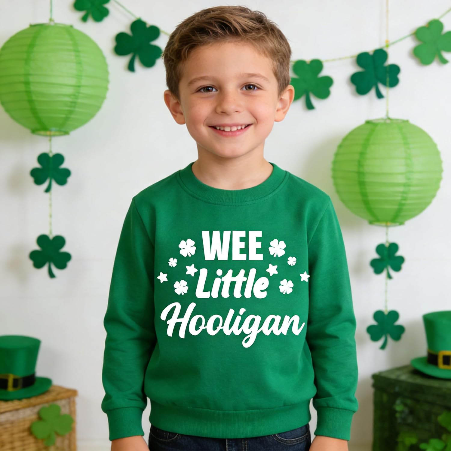 DDSOL Toddler Boys Girl St Patricks Day Sweatshirts Kids Irish Clover Shamrock Long Sleeve Green Shirt Tops Age 3-10 Years - Image 2