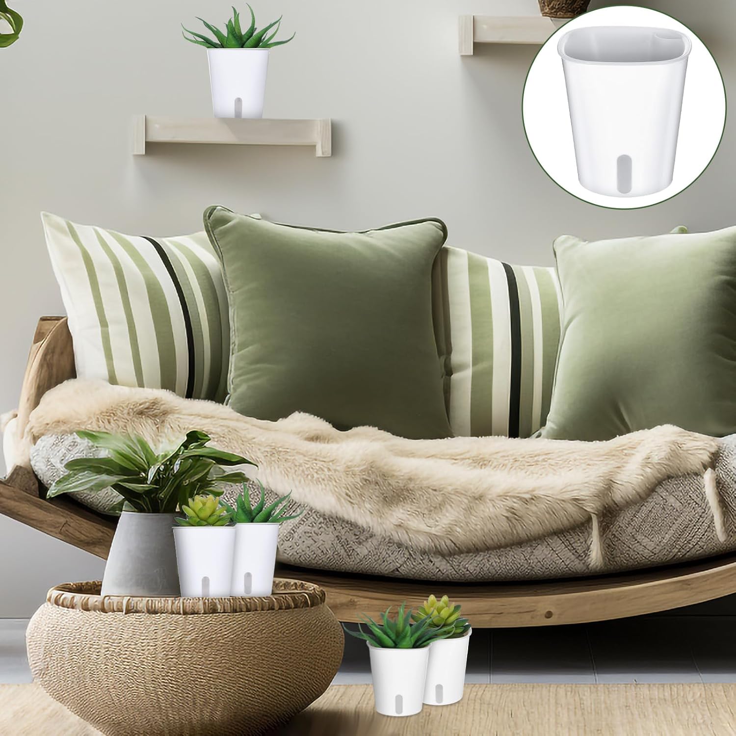 20 Pcs 3 Inch Self Watering Pots Self Watering Planters for Indoor Plants Plastic Self Watering Plant Pot Garden Flower Pots with Water Level Indicator Vents for Herbs