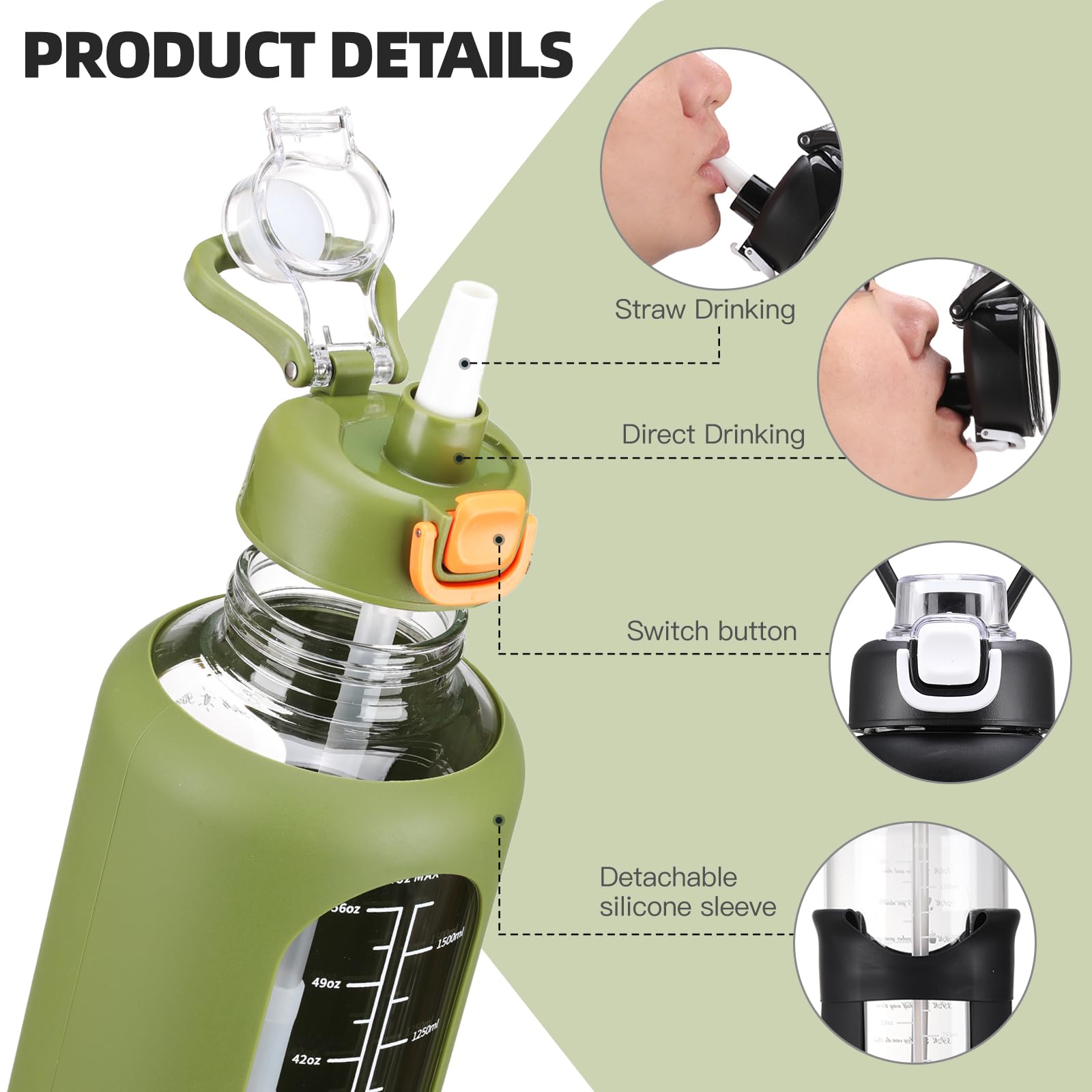 Wholesale Half Gallon 64 Oz Otivational Sports Water Bottle With Tie Arker Custo Logo Large BPA Free Jug With Handle - Water Bottles And Sports Water Bottle Price
