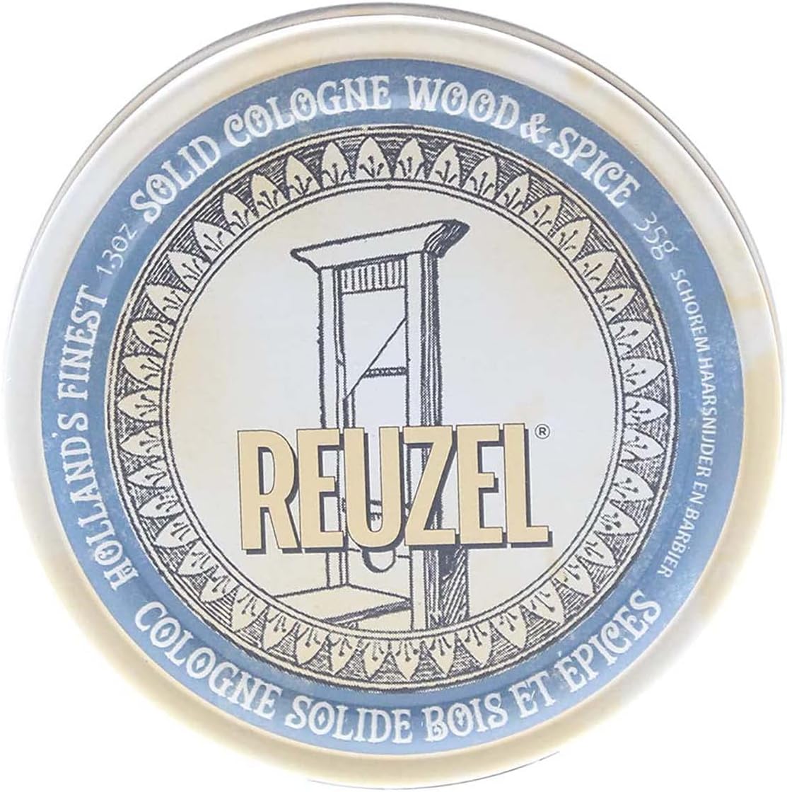 Reuzel Solid Cologne Wood and Spice - Easy to Apply - with Notes of Lemon Zest, Cedarwood and Clove - Wax Based Formula - Subtle Fragrance that Lasts All Day - for Gym, Travel or On-The-Go - 35 g