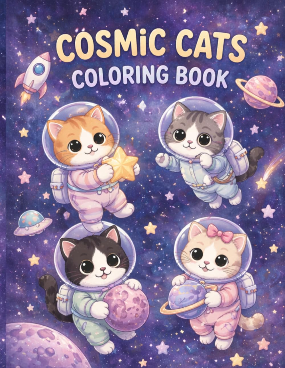 Cosmic Cats Coloring Book: Adorable Astronaut Kittens Exploring Space: A Fun and Creative Space Adventure Coloring Book for Kids