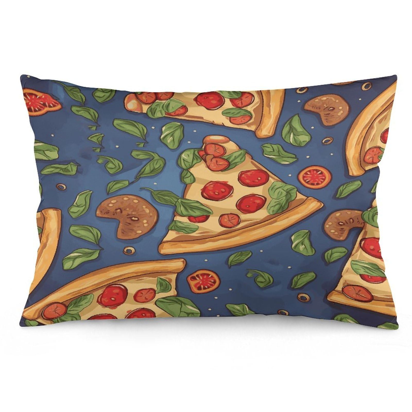 Pizza Throw Pillow Cover Soft Lumbar Pillow Covers with Zipper Breathable Rectangular Cushion Case Polyester Pillow Case Decorative Body Pillow Cover for Couch Bed