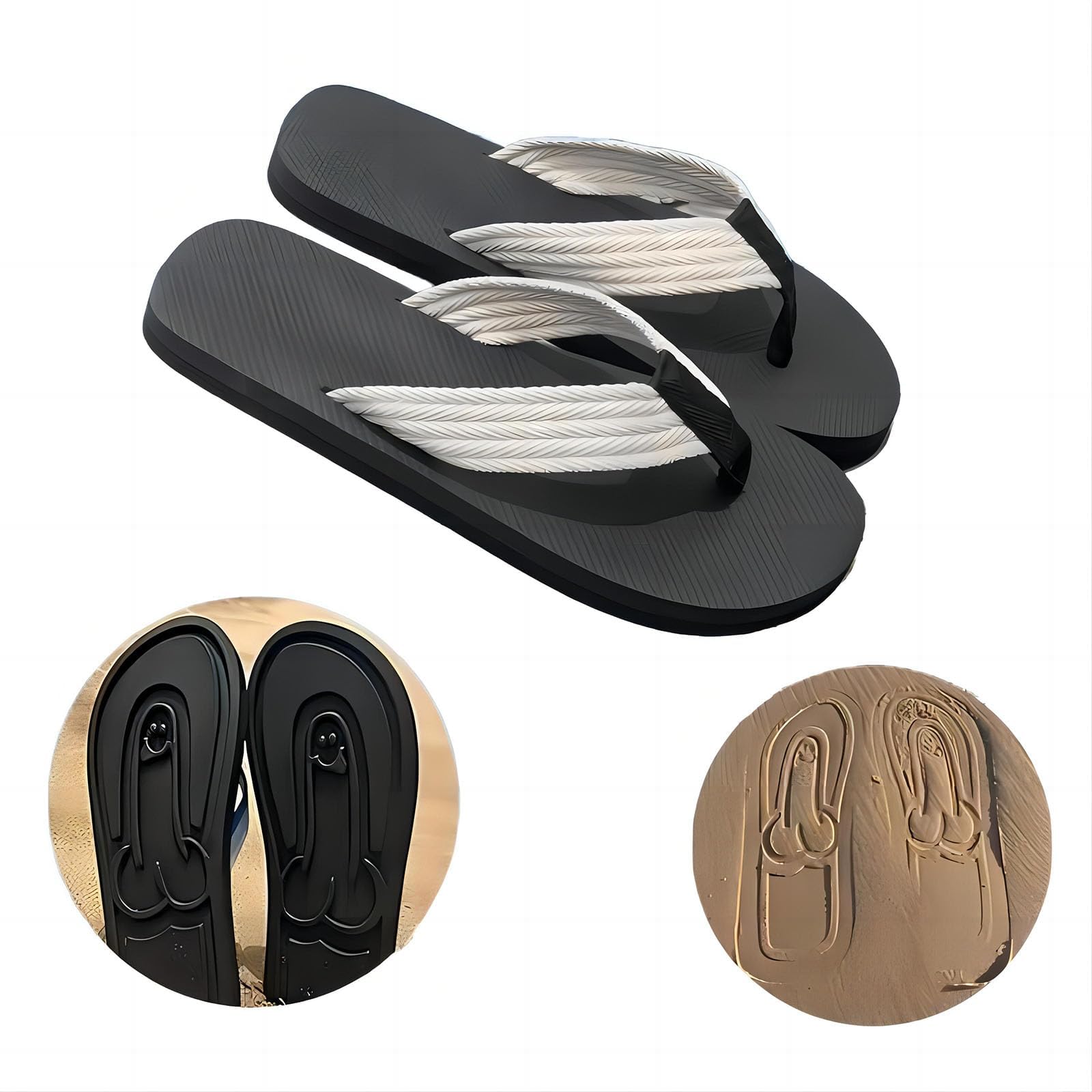 Hidden Penis Flops, Parody Creative Penis Slippers, Spoof Beach Flip Flops, Summer Beach Comfort Non Slip Sandal, Quick-Dry Men's Beach Sandals, Novelty Penis Flip Flops (White,11.5) — image 1