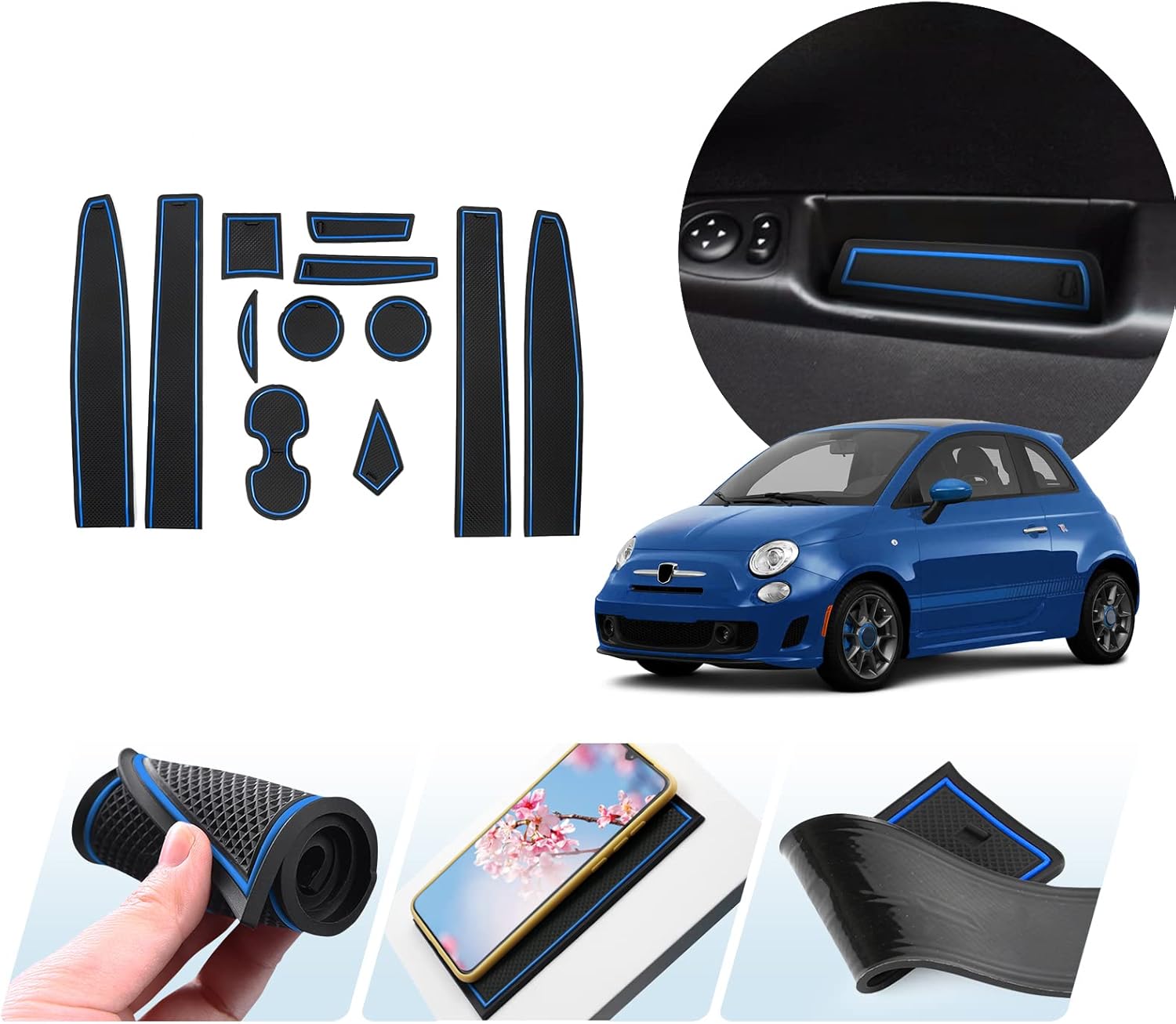 Tappetini In Gomma Per Fiat 500 2013-2019 & 2019- - Profilo T, 4 Pezzi - Foto 2