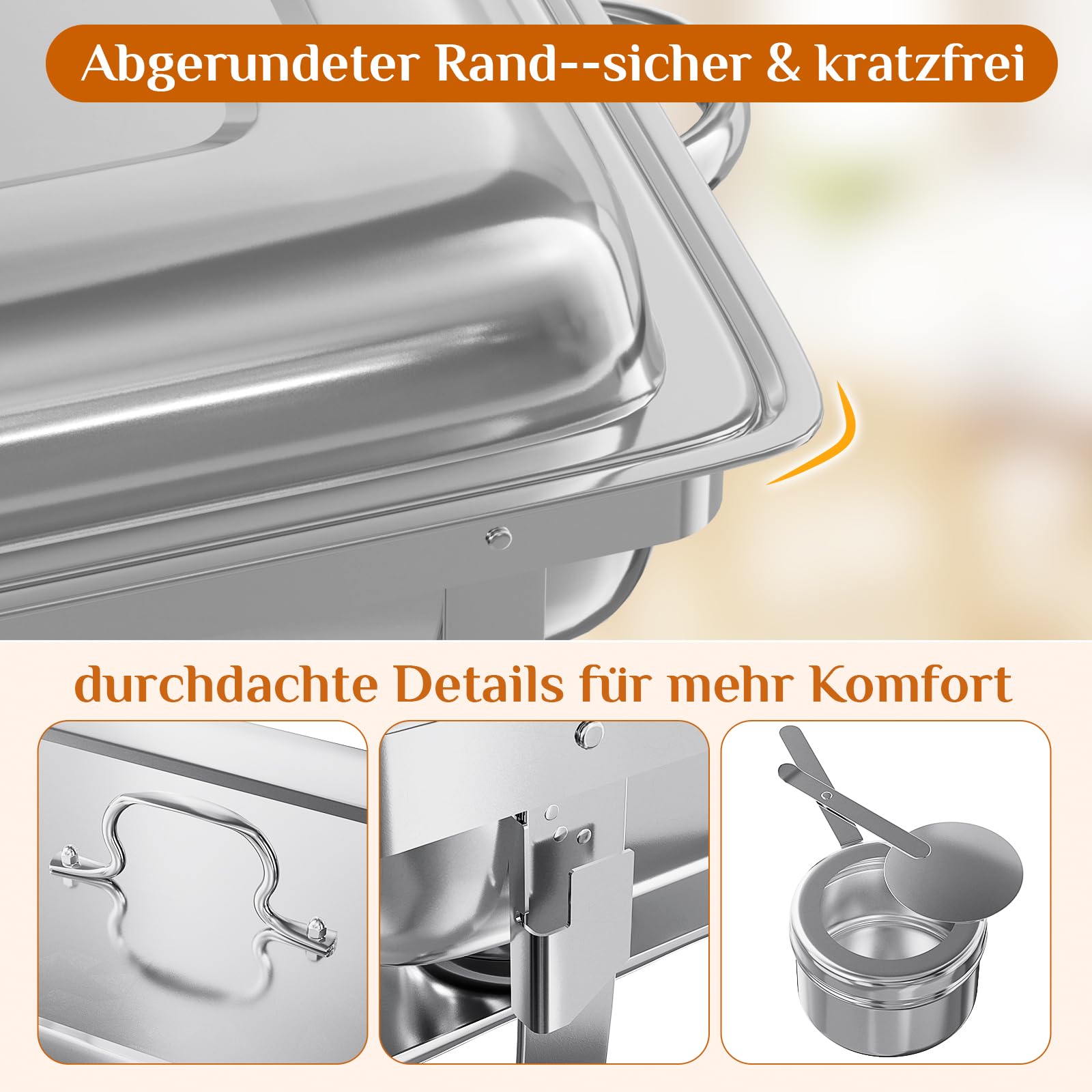 TLGREEN 2 Pezzi Set Buffet Scaldavivande 2X9L, 4 Contenitori GN 1/2, Chafing Dish Buffet in Acciaio Inox, Piastra Scaldavivande per Catering, Matrimoni, cene, Buffet, Feste di Natale e Scuole.