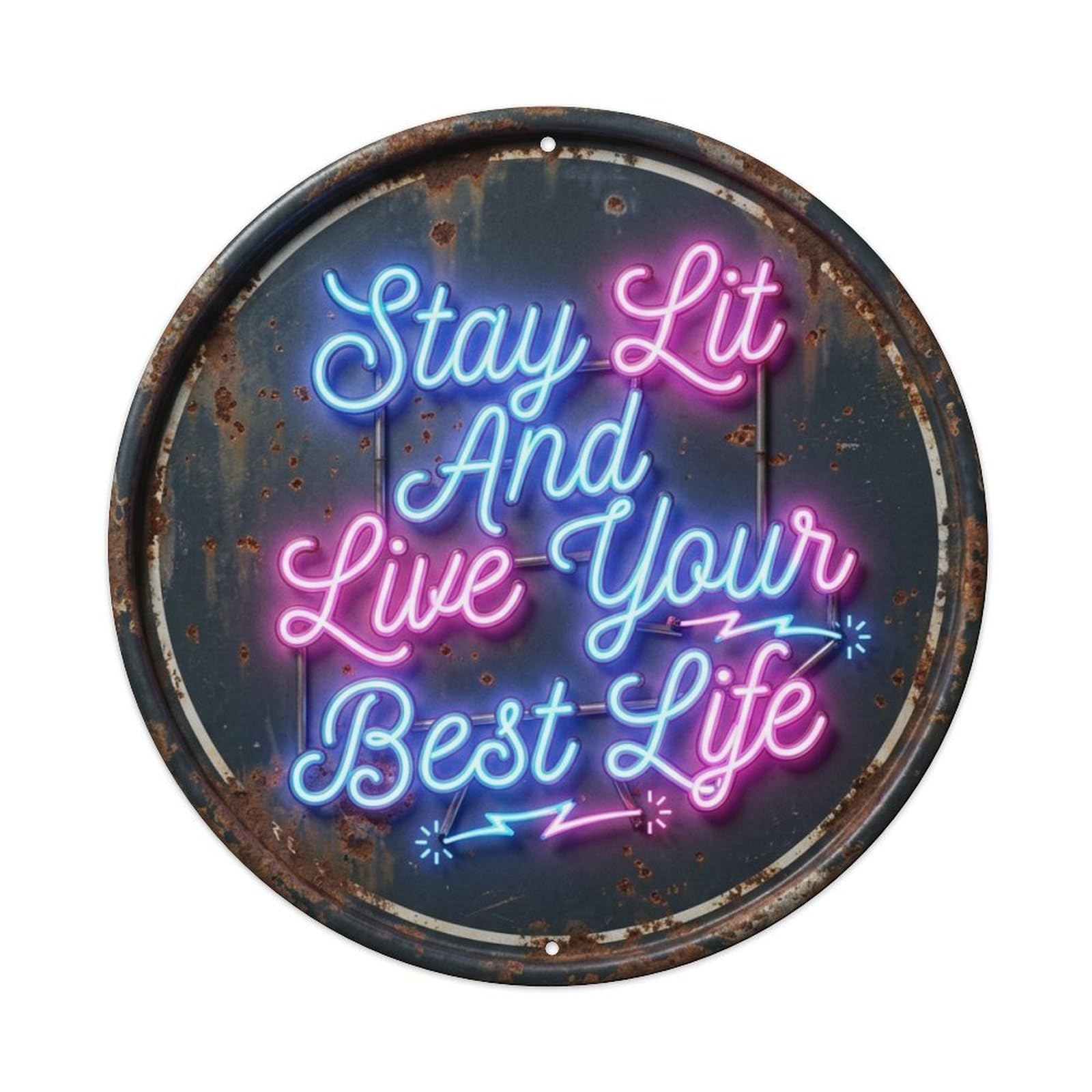 Neon Sign Glow Garage Vintage Metal Tin Sign Plaque Wall Decor for Cafe, Club Bar, Office, Garden Metal Poster 8x8Inch