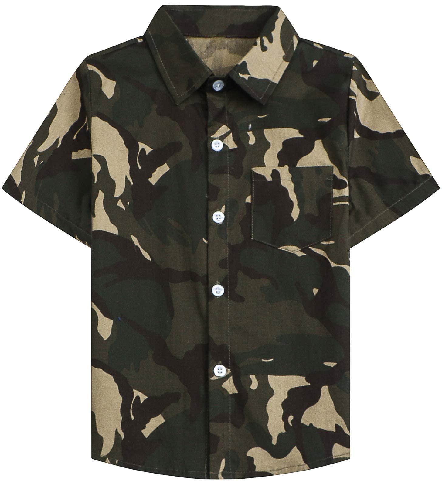 SANGTREEBoys & Men's Casual Short Sleeve Button Down Shirt,2 Years - 2XL