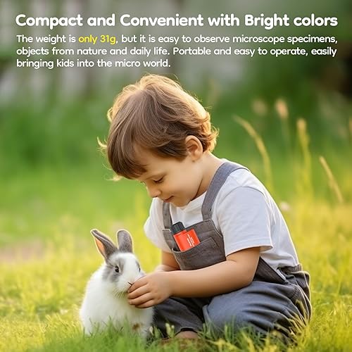 Miniatura 8 de Mini microscopio pequeño de bolsillo, microscopio de mano 60x-120x zoom iluminado LED con 5pcs diapositivas de microscopio