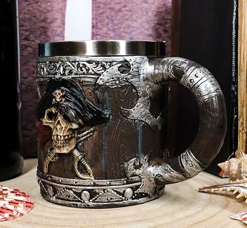 Miniatura 2 de Ebros Gift Piratas del Caribe - Bandana con calavera con espadas cruzadas, jarra, café, cerveza, taza de café, taza de cerveza Drunken Pirate's Life
