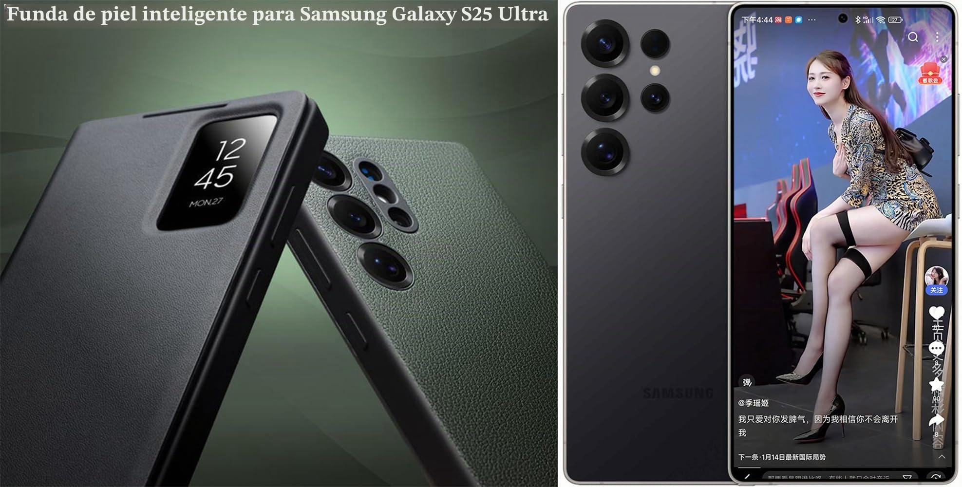 Funda de Cuero Inteligente de Alta Gama para Samsung Galaxy S25 Ultra. Voltear/Suspender/Responde la Llamada de Forma/Carcasa de Telefono Samsung S 25 Ultra