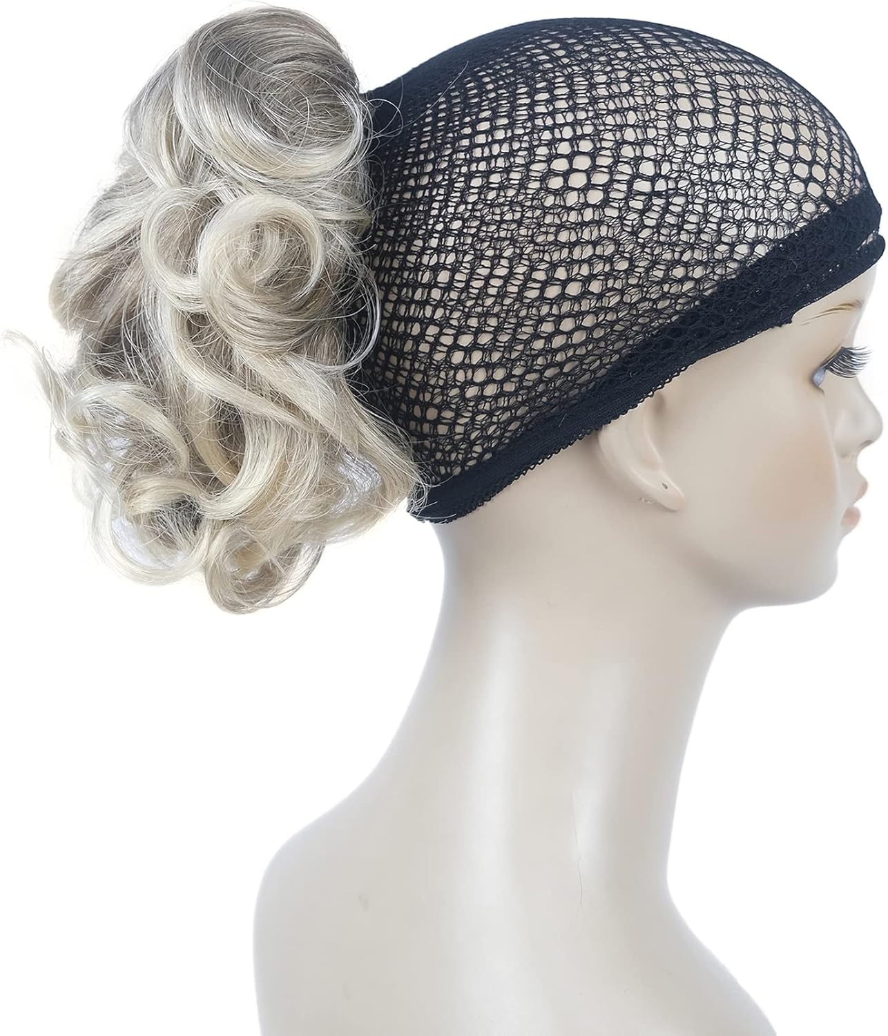 Lydell Short Ponytail Hair Extensions Wavy Curly Synthetic Hairpiece with Jaw Claw (R12-26 Blonde Mix), 8 inches - Image 3