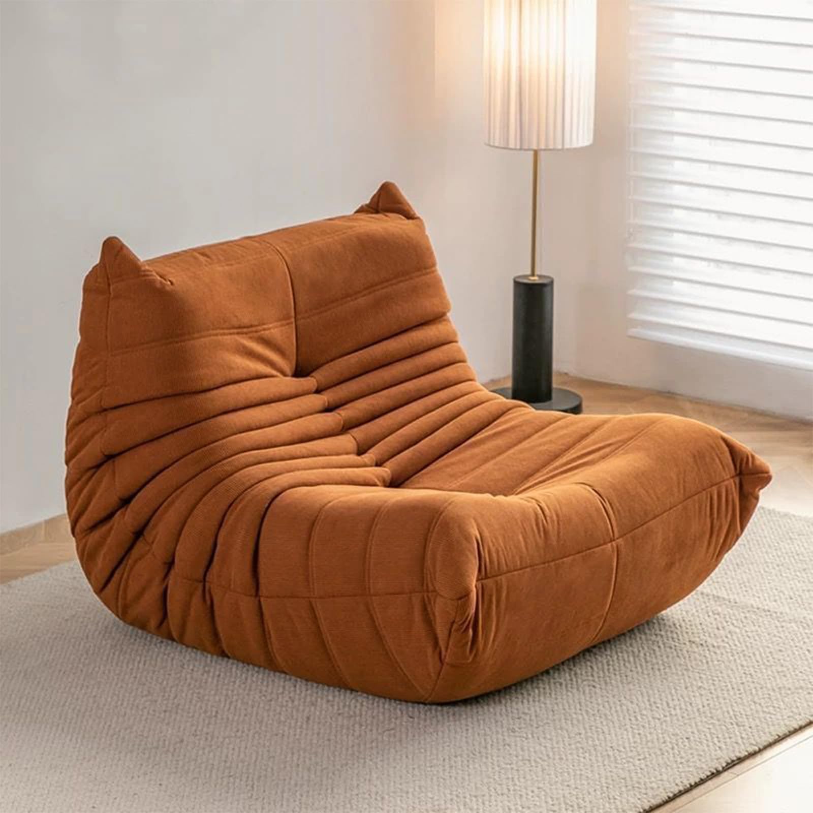 Bean Bag Chairs, Fireside Chair, Adults Giant Contemporary PU Fireside Lazy Sofa, Ergonomic Lumbar Support, for Living Room Bedroom Dorm Office (brown,deerskin)