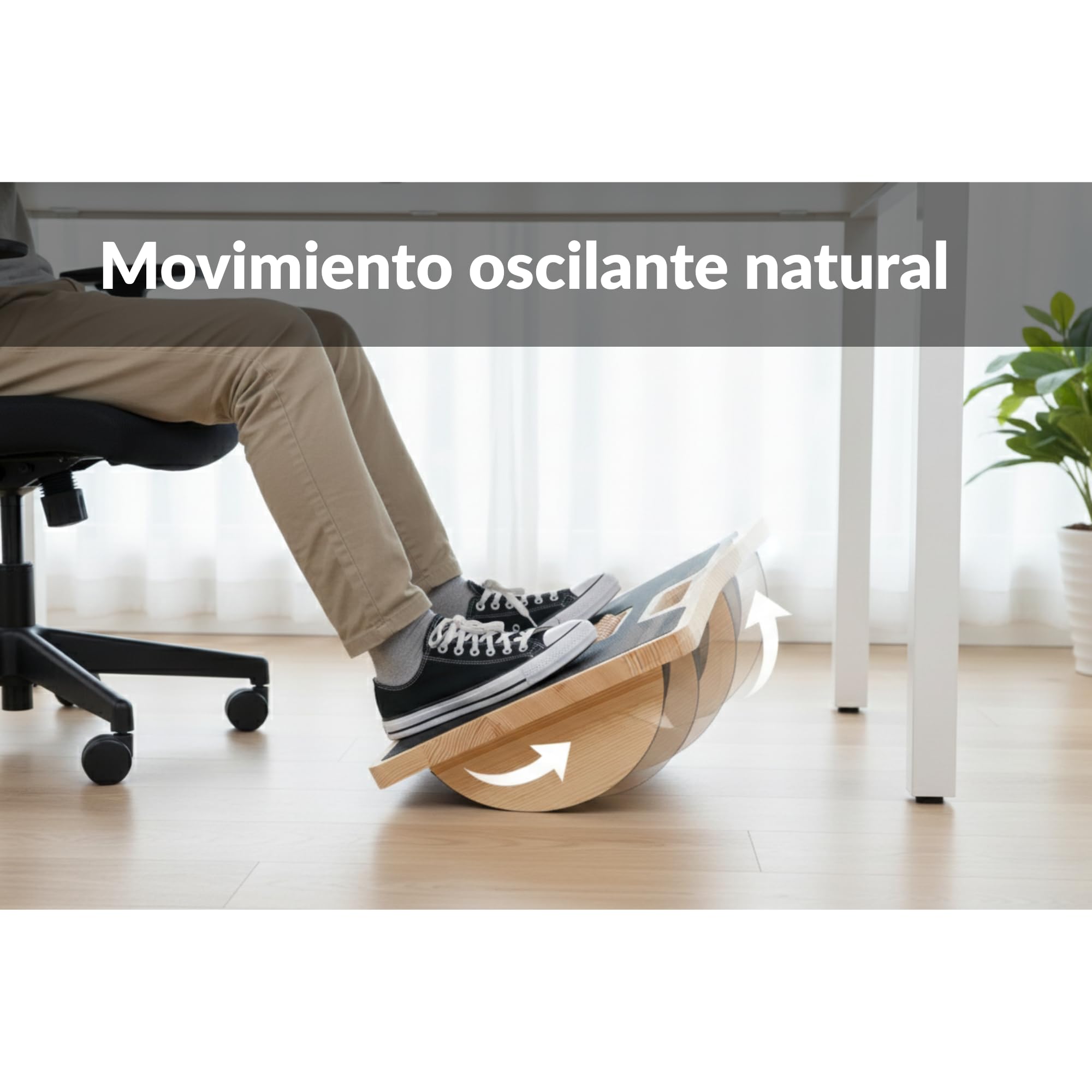 Reposapiés ergonómico con balanceo suave, superficie de masaje reflexológico, madera de pino macizo, plegable y portátil, diseño elegante, ideal para el hogar y la oficina