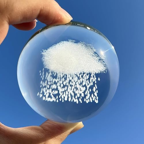 Pelota de cristal 3D con diseño de nube de lluvia, pisapapeles de 2.36 pulgadas con soporte, decoración de habitación, bolas decorativas para el disponible en Yaxa Venezuela