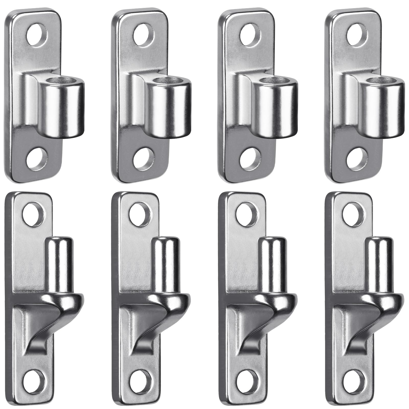 Dolibest Gate Hinge, 4 Set Hook on Plate 16mm Pin Hanger with Eye Hinge Wall Mount Gate Hinges Stainless Steel Garden Gate Hardware for Field Farm Gate Wooden/Concrete Fence Post Mounting Bracket