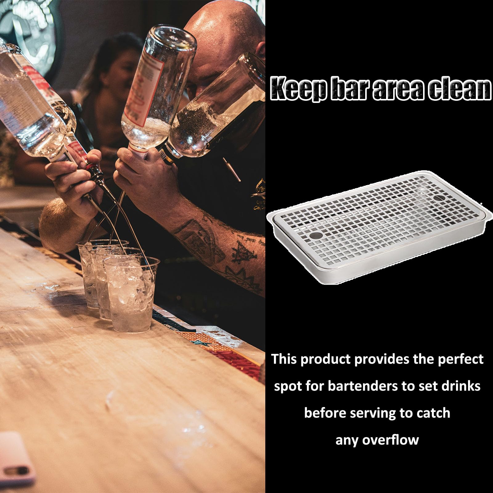 Bandeja De Goteo De Cerveza Acero INOX,Extraible Bandeja Camarero,Bandejas para Servir para Club Cocina Hogar Cafeteria Casa De Te,30 * 18cm/11.8 * 7in