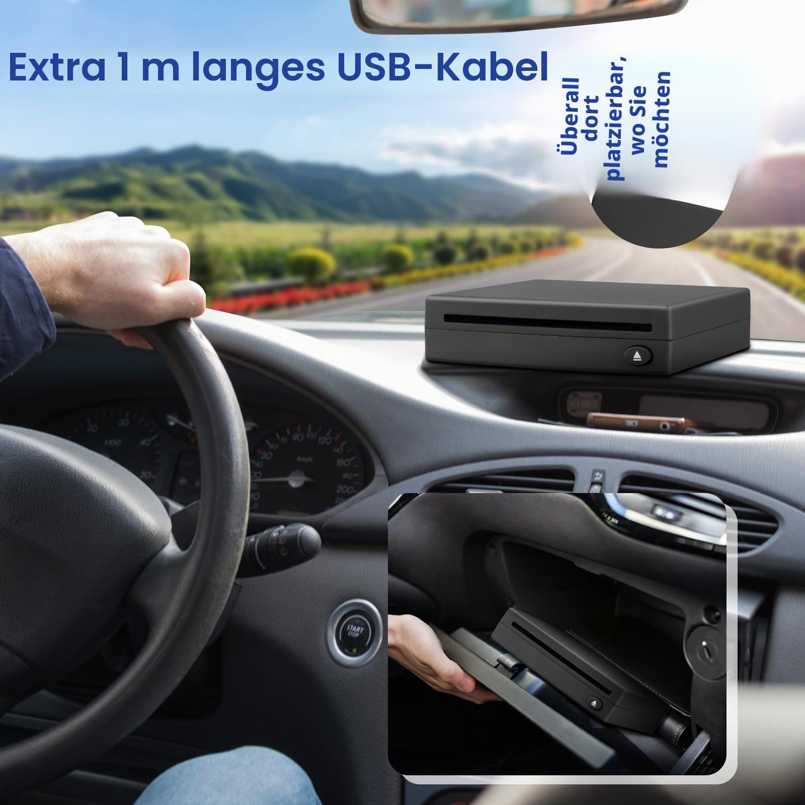 USB 2.0-Schnittstelle Autoradio CD/DVD Dish Box Player Externe Stereoanlage, Auto Radio CD/DVD Player Extern für Android Stereo Schnittstelle USB Anschluss für Auto Hause (Alte Version)