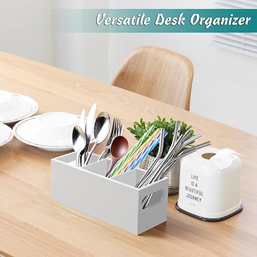 Miniatura 4 de DRASTAR Soporte para control remoto, soporte para control remoto de TV, organizador remoto para mesa, caja de madera para mesita de noche, mesita de