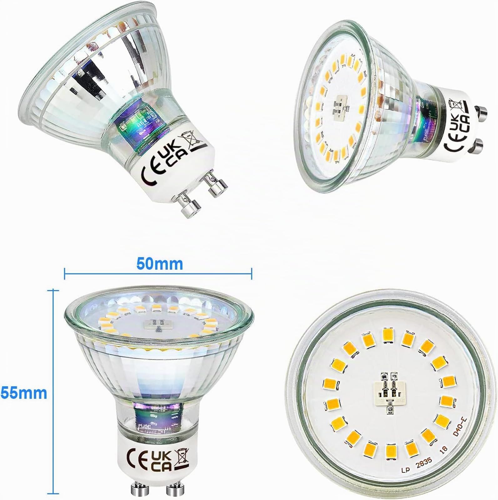 HiBay Spot LED Encastrable GU10,10x 5W Spot Encastré Blanc Neutre 4500k Plafond COB,Trou 68mm,Plafonnier Encastré Inox Brossé 220V Avec GU10 Ampoules,Pour Chambre,Bureau,Cuisine | Spot LED rond avec culot GU10 fixe - Intensité non variable - Pour salon, c
