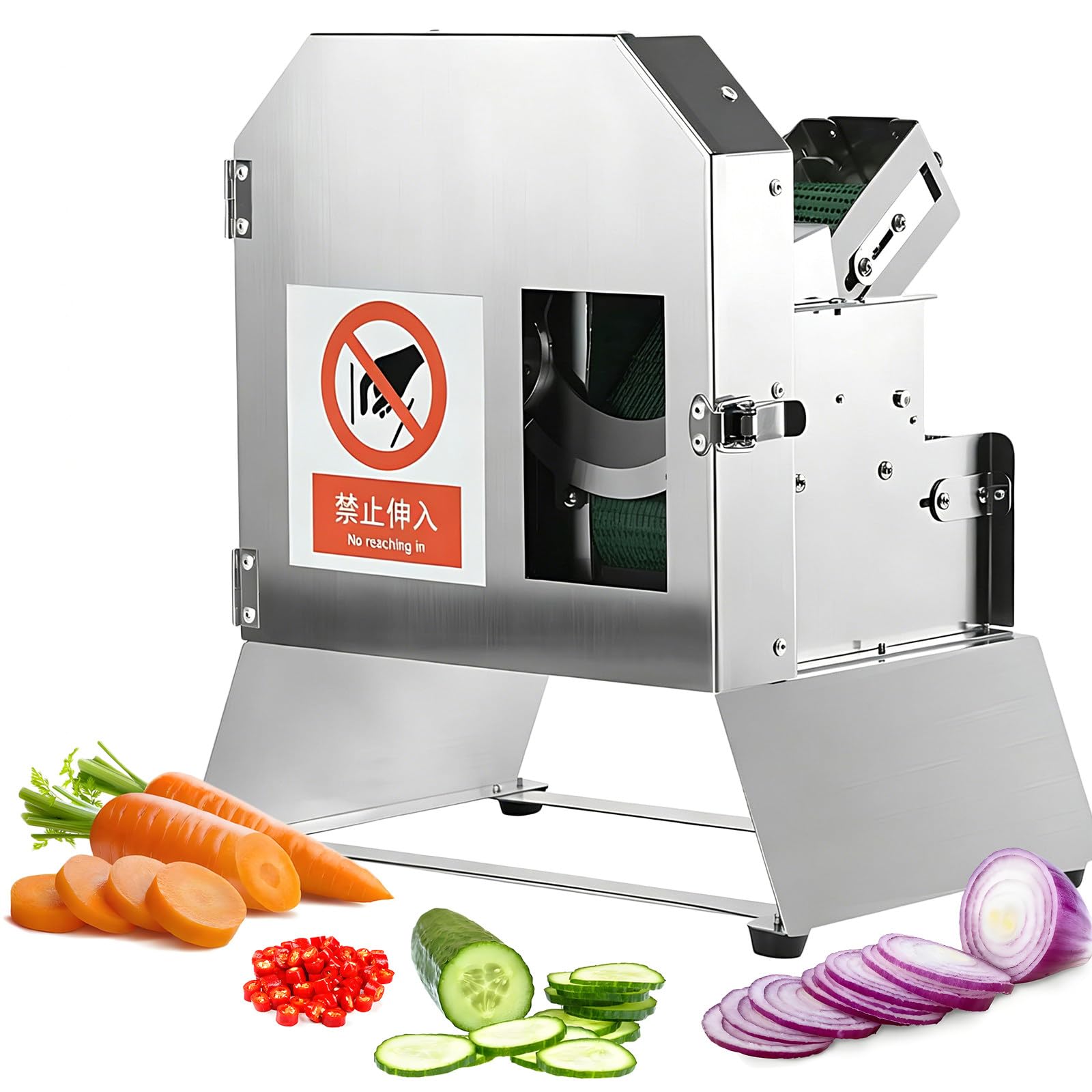 Fablestoryem Multicolor 200W Electric Vegetable Slicer For Restaurant Kitchen, Veggie & Fruit Slicing Machine With Conveyor Belt, Professional Food Processor For Green Onions, Onion, Leeks, Cucumber, Tomato, Potato
