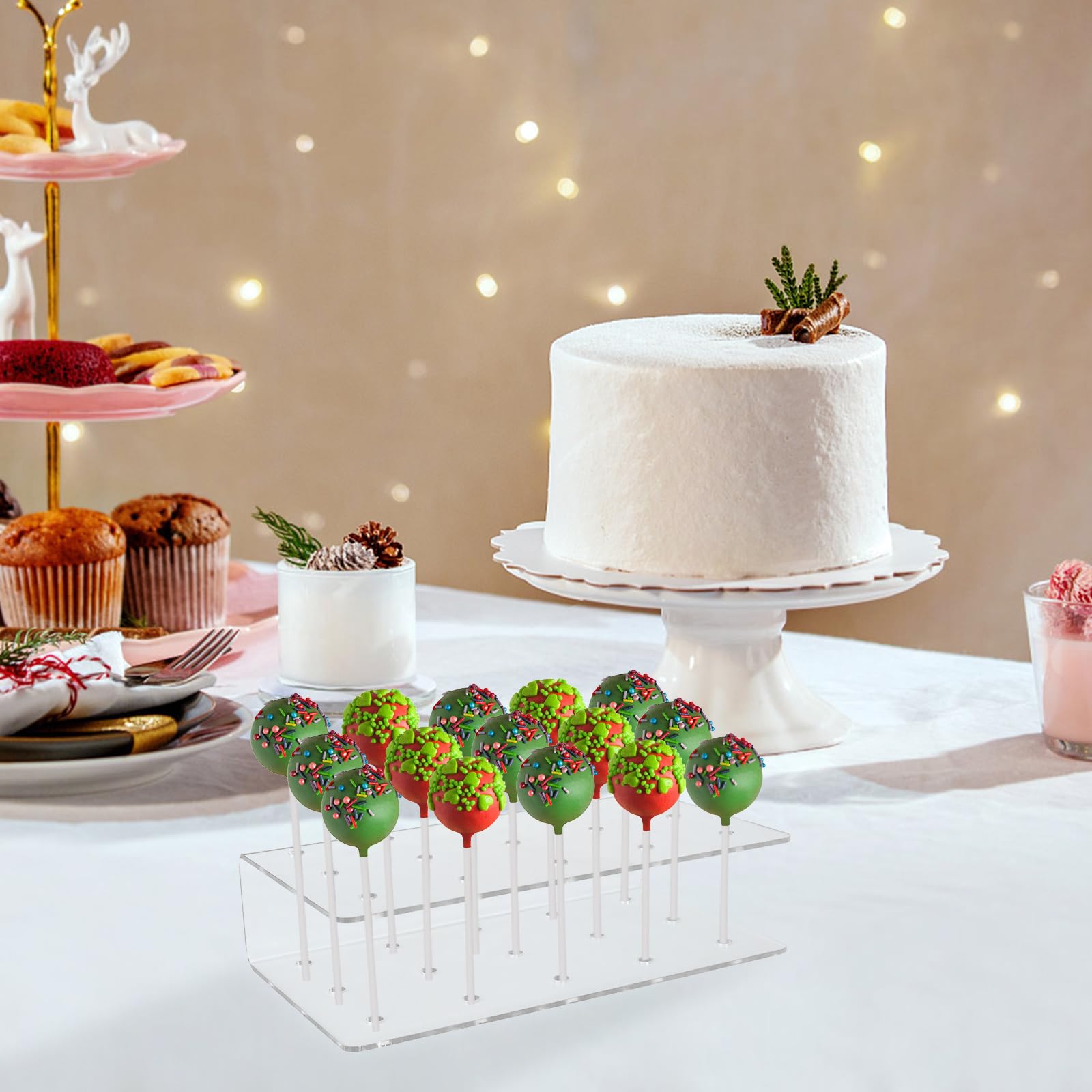 304 Pièces Sucette Moule Cake Pop Maker avec 2 Support Gateau Bonbon En Acrylique à 15 Trous, 2 Moule Bonbon En Silicone, 300 Bâtons à Sucettes/Sacs Transparents/Attaches Dorées Pour Fêtes