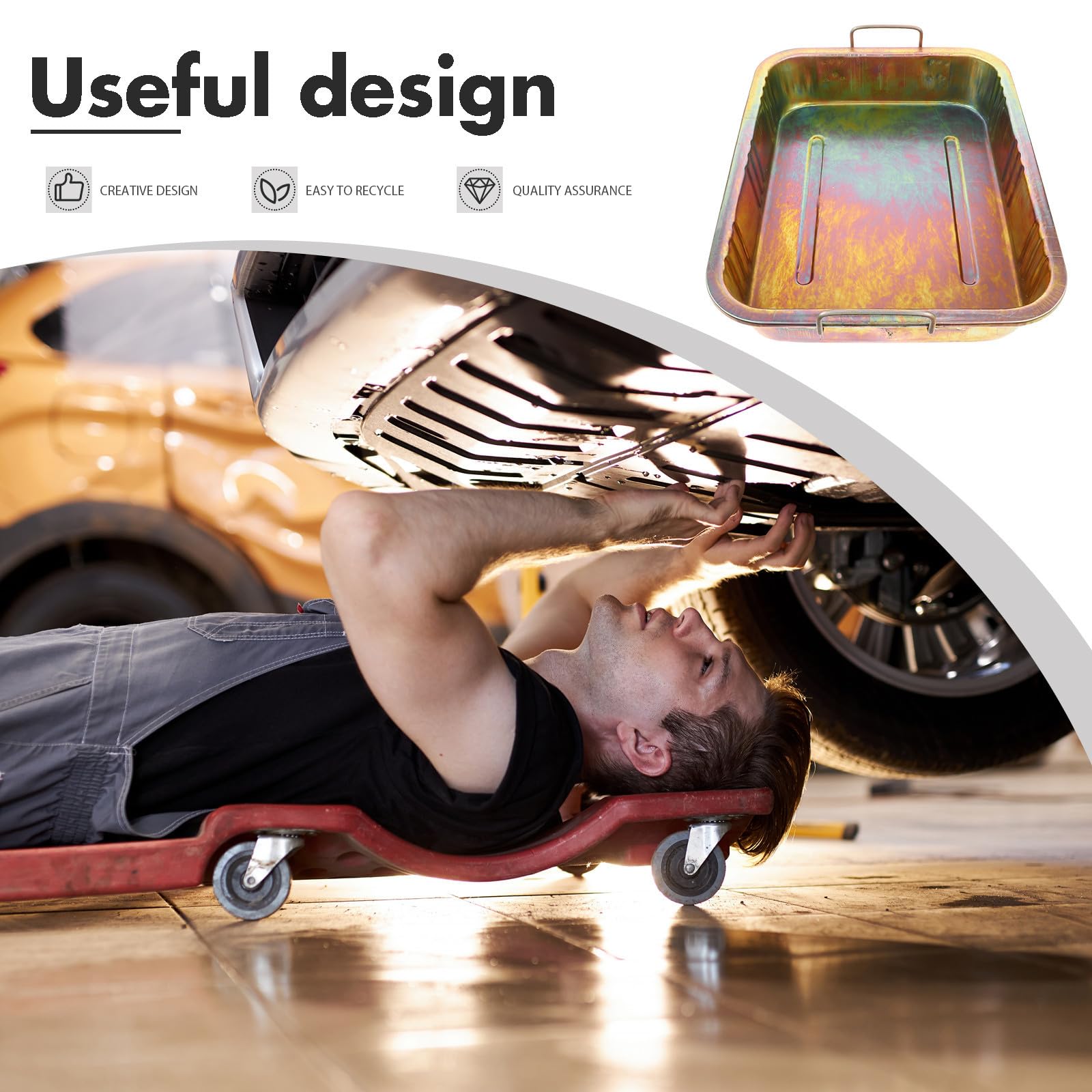 ABOOFAN Bac D'huile pour Automobile de Acier Récupération Vidange | Plateau de Collecte, Nettoyage Simple, Rangement des Pièces, Usage Atelier pour Différents Modèles