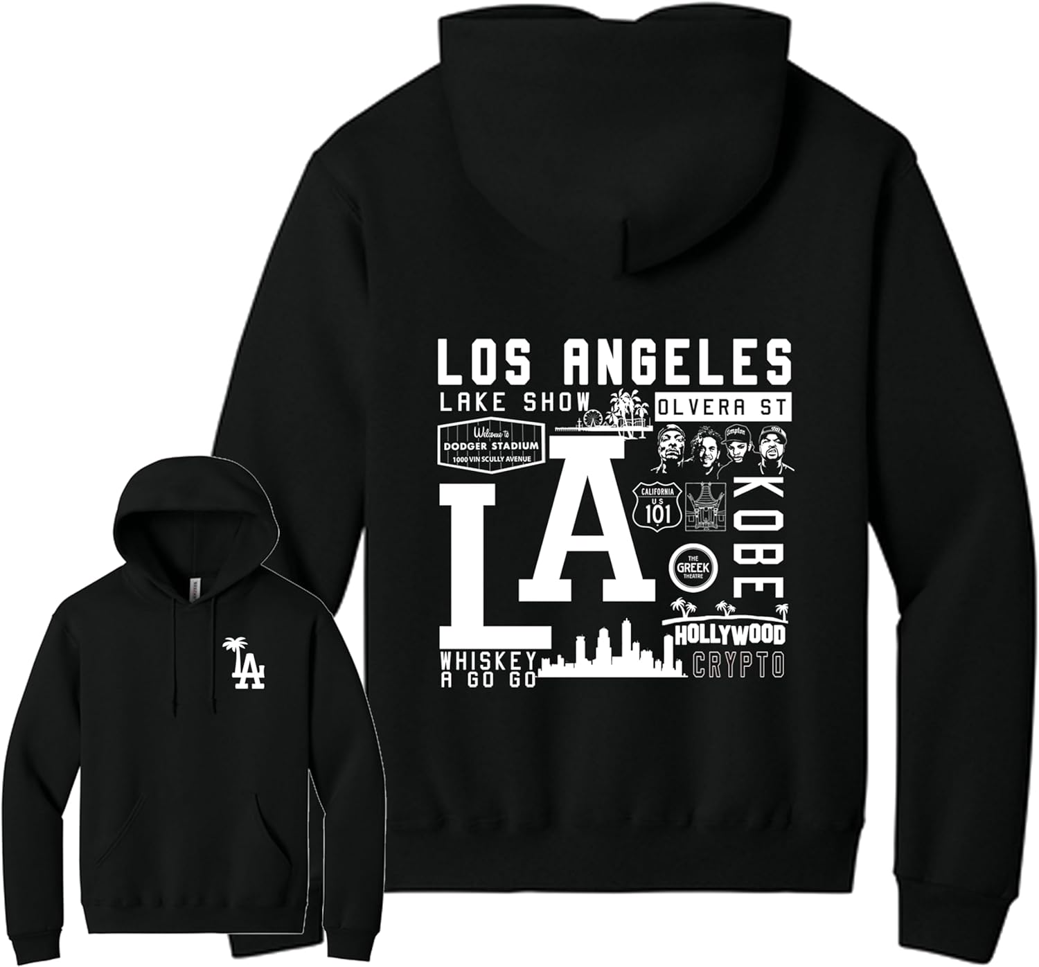 Los Angeles City Landmarks, Los Angeles Baseball Graphic Hoodie, Cotton Blend Sweatshirt, Unisex