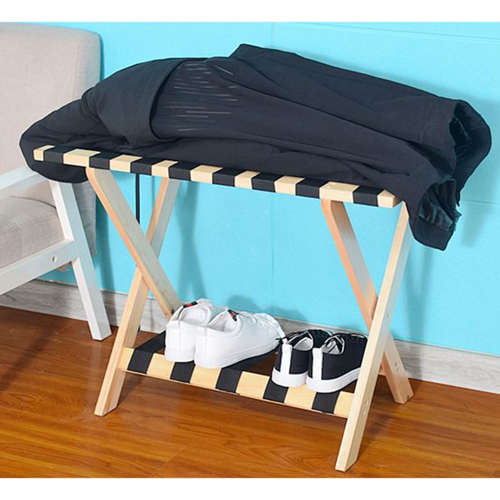 Soporte para Maleta para habitación de Invitados, Paquete de 2: portaequipajes Plegable, Estante Organizador para Equipaje, Estante para Zapatos, Estante de Almacenamiento de Equipaje para h