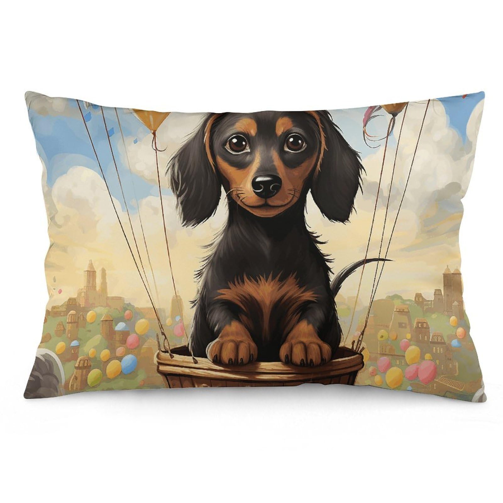 NTVOWPZO 2 Pack Decoration Throw Pillow Covers 12 "x20 Pillowcases Covers Dachshund Hot Air Balloon Pillowcases Modern Farmhouse Home Decor Sofa Cushions Covers for Couch Bed Living Room