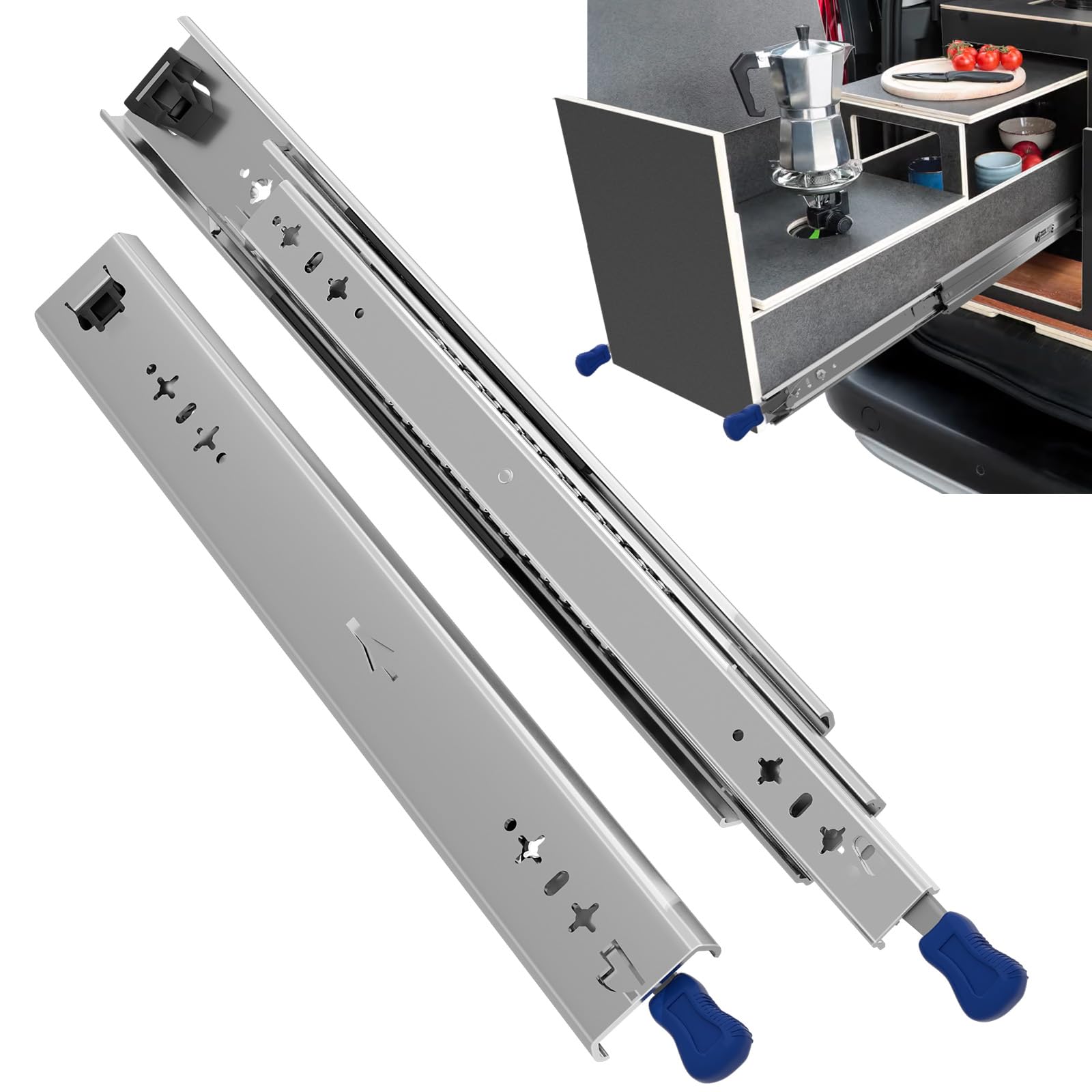 Tobegreat 53Mm Wide (With Lock) Heavy Duty Drawer Runners Drawer Slides With Lock 950Mm 120Kg Load Capacity Extension Ball Bearing Rails For Tool Cabinets, Van, Truck Storage - Side Mount 1 Pair, 38Inch