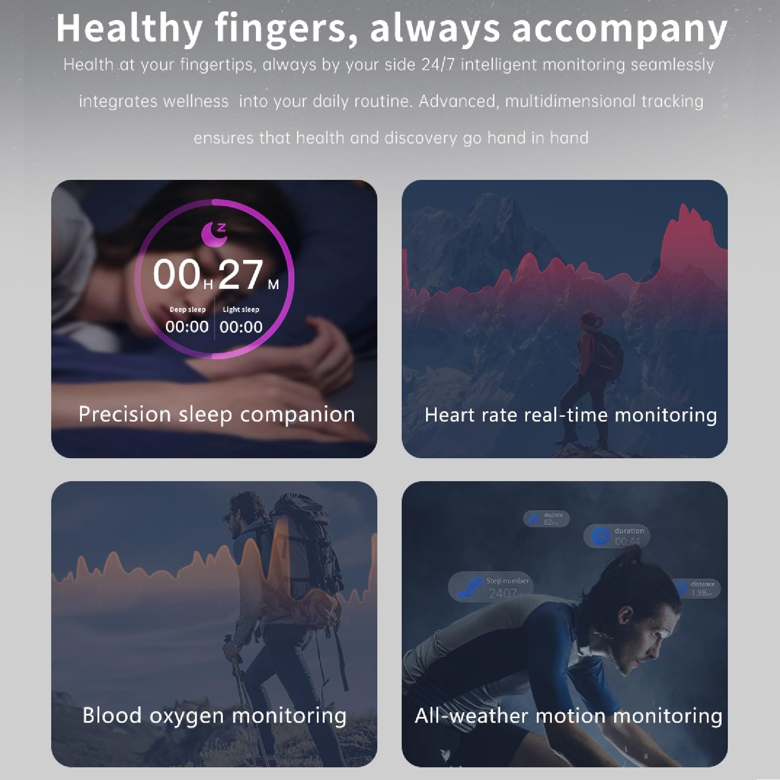 Anillo inteligente, rastreador de sueño, rastreador de ejercicios, tecnología de sensores avanzada, podómetros, anillo de salud, monitor de temperatura for deportes al aire libre(Silver+Charging case,