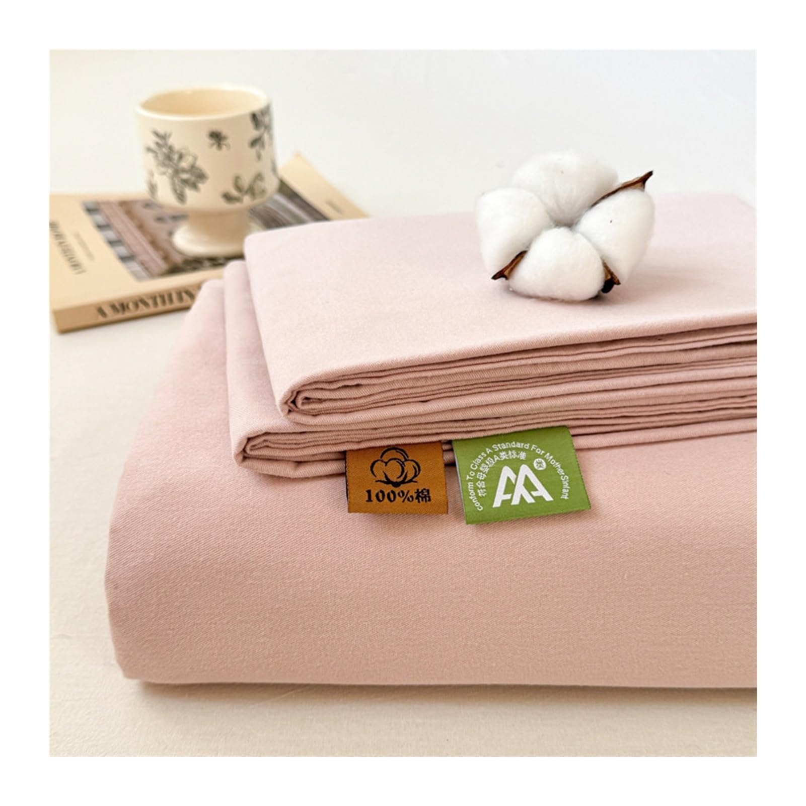 Bettlaken ohne Gummizug 120x230cm bis 240x270cm Betttuch aus Gebürsteter Baumwolle Ultraweiches Atmungsaktives Laken Haustuch Leintuch(Pink A,240x250cm)
