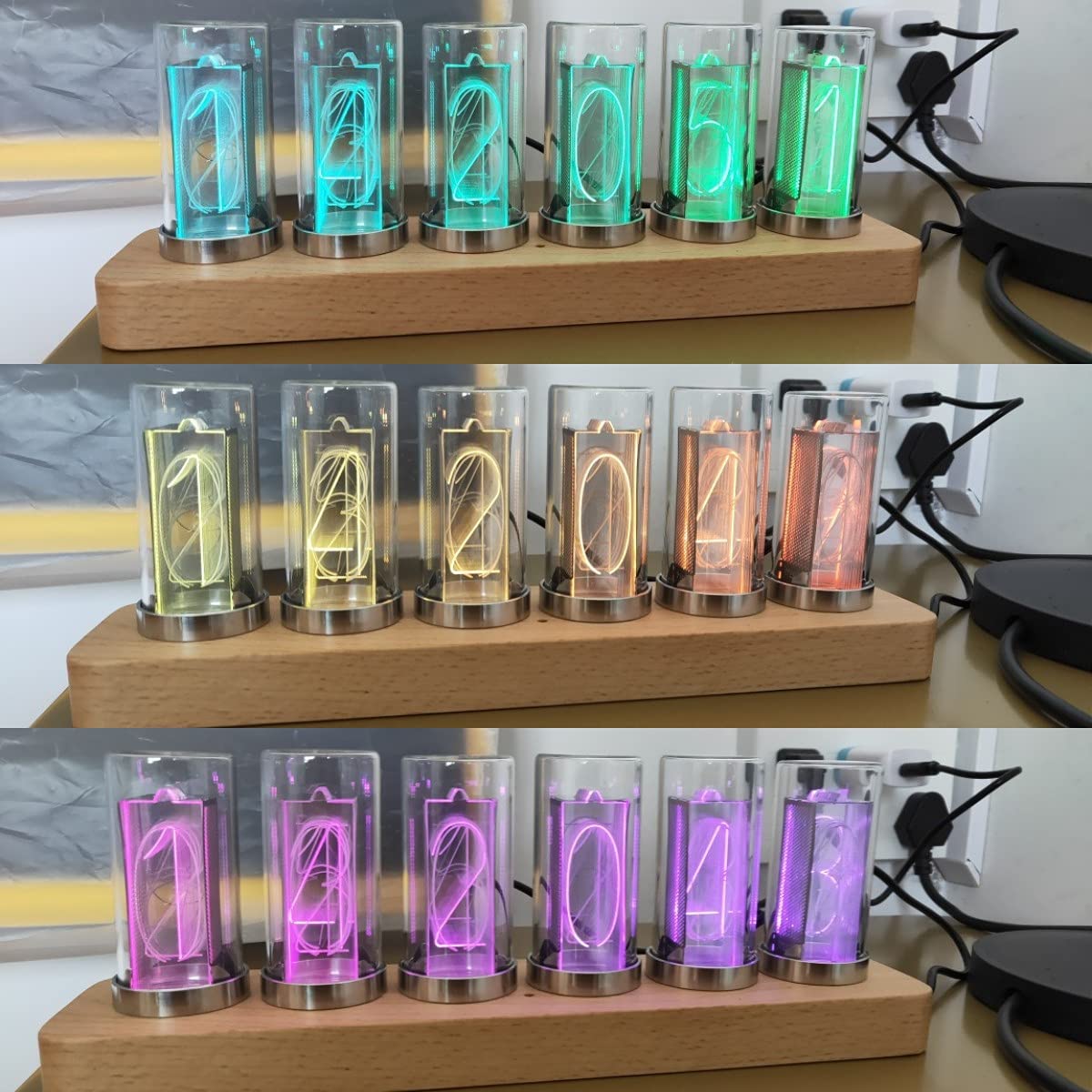 Cadeaux personnalisés,Horloge de Bureau électronique Lumineuse,Horloge numérique à LED,mémoire de Mise Hors Tension,9 Modes de couleur/16 Millions de Couleurs/luminosité