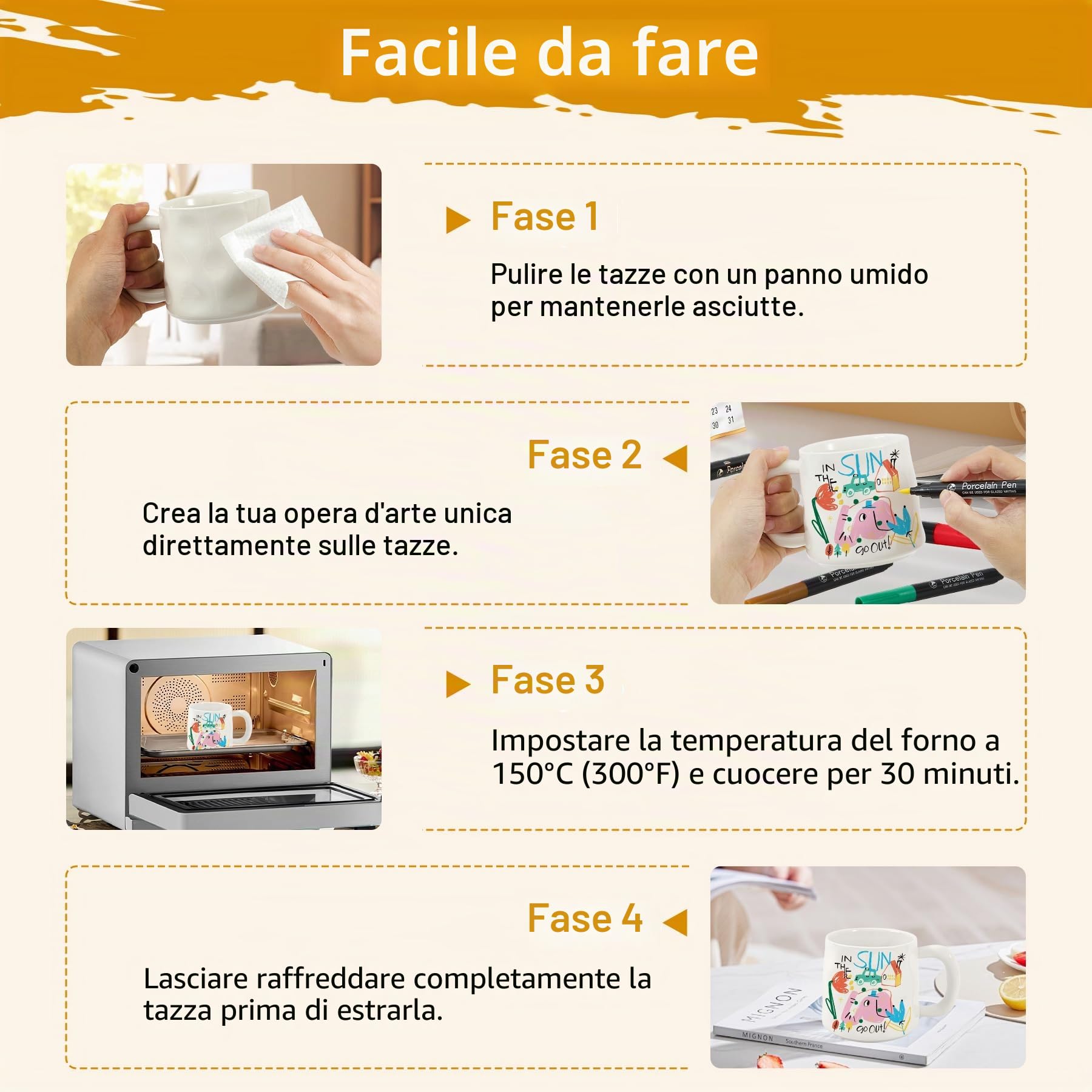 Set per Pittura Su Ceramica,Bianco Tazze Kit Ceramica Fai Da Te, Include 2 Tazze 350ML, 12 Pennarelli e 2 Cucchiai,Kit Fai Fa Te Creativo Adulti