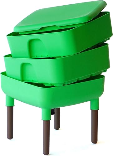 Miniatura 26 de FCMP Outdoor - The Essential Living Composter, contenedor de 2 bandejas para vermicompostador de gusanos (HF-LC4000v2-BLK) negro