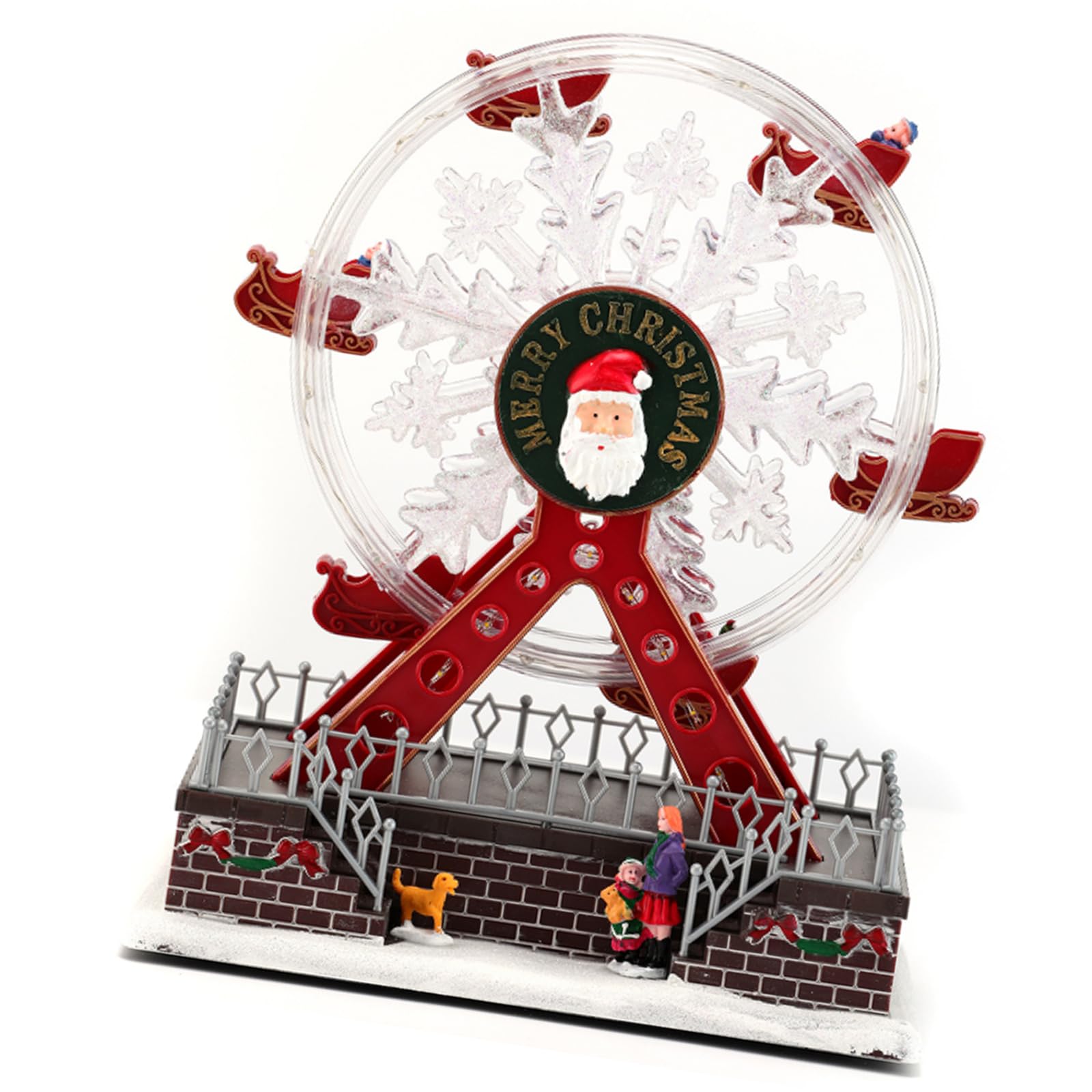 Buxuaaaa Musical and Illuminated Christmas Ferriss Wheel Holiday Centerpieces Accessories Colorful LED Lights Tabletop Decoration Musical Christmas Decoration