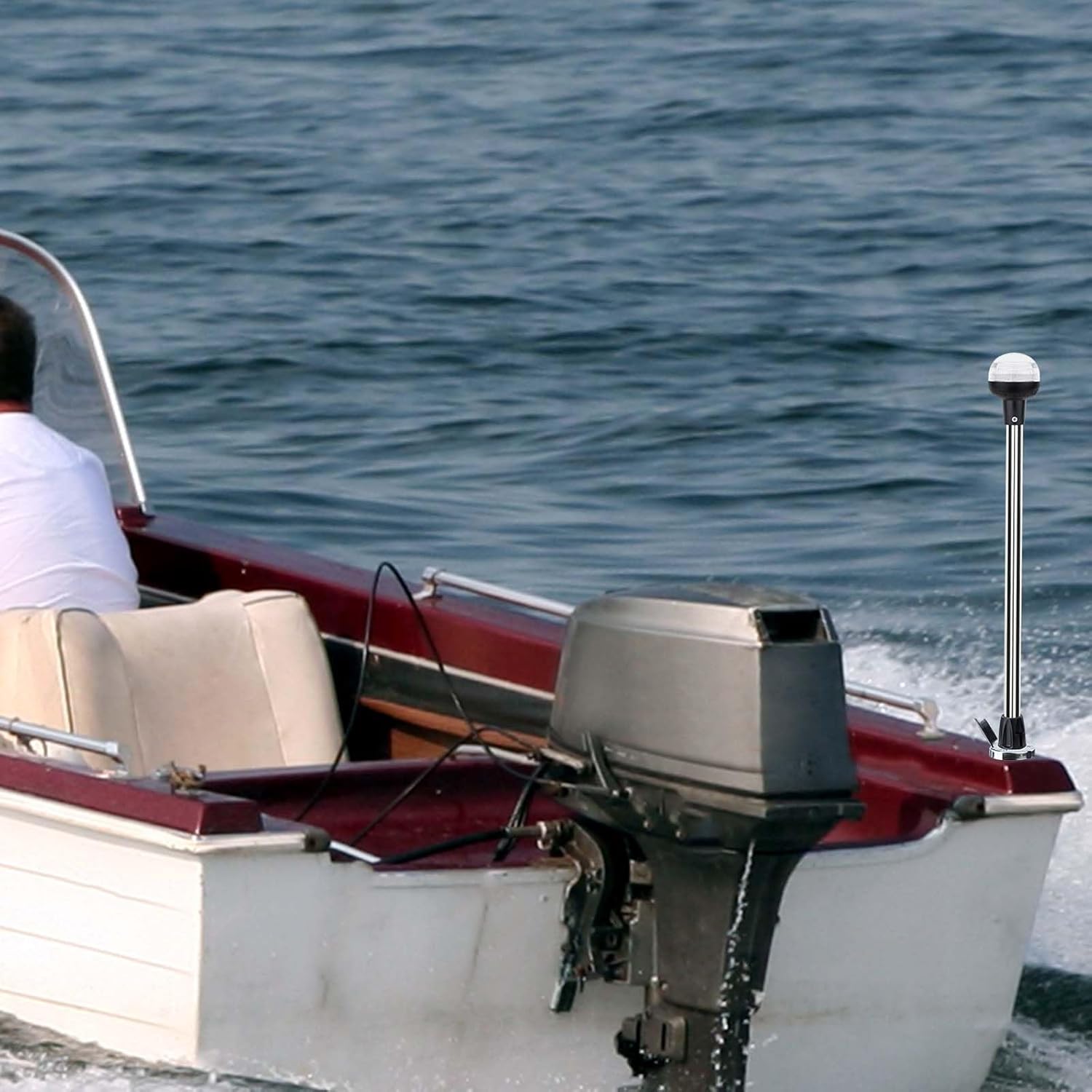 Stern Light Boat Anchor Light Marine Navigation Lights USCG 2 NM LED All Round White Removable 2 Pin Plug in Base 12 Volts 22 Inches