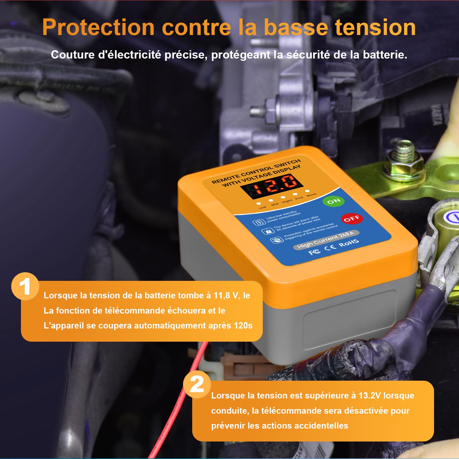 Separator akumulatorów, 12 V, 240 A, bezprzewodowy, zdalnie sterowany rozdzielacz akumulatorów, automatyczny separator wyłącznika do samochodów, RV, ATV, LKW, łodzi