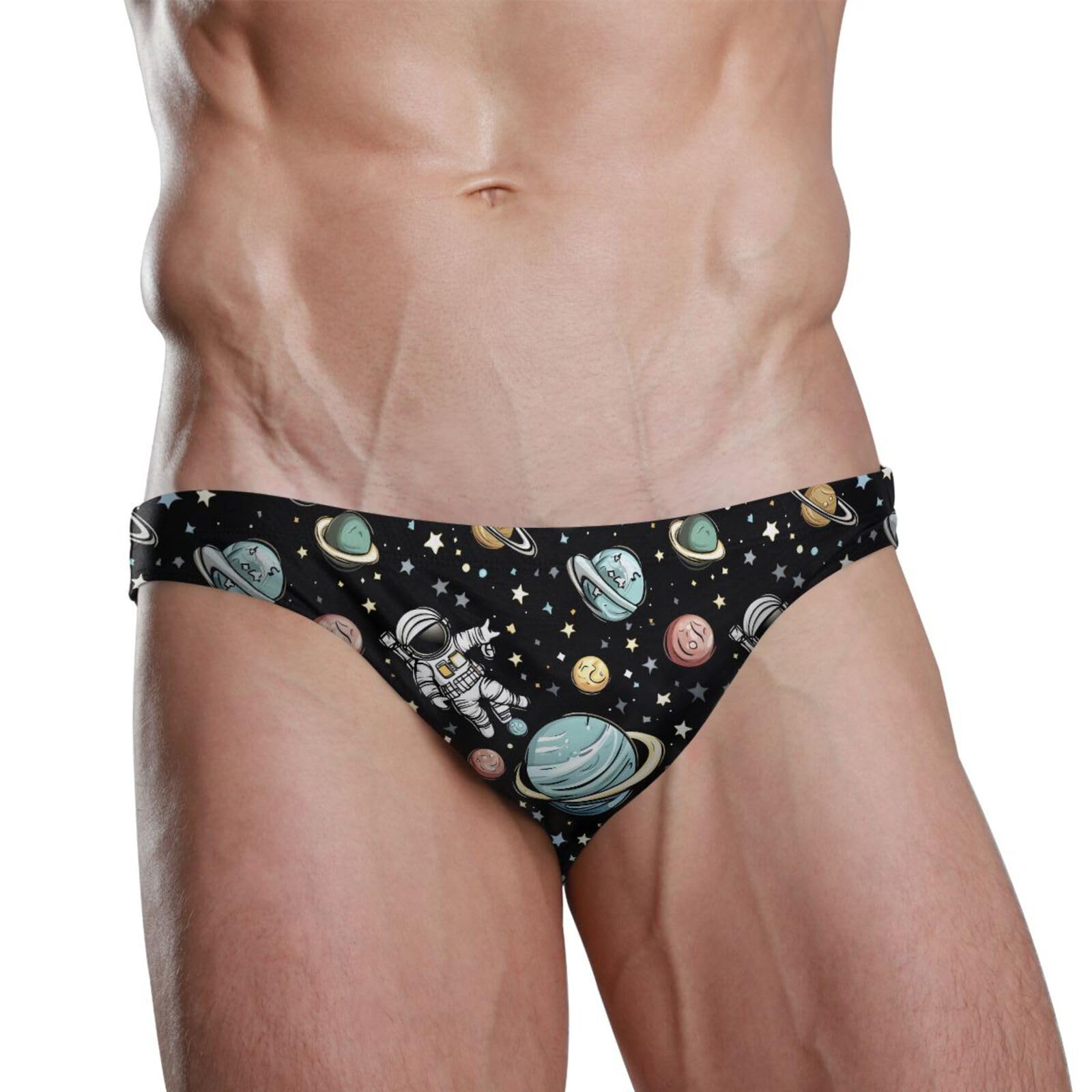 UMIRIKO Men's Space Planets Astronaut Galaxy Swimsuit Bikini Swimwear XXL 202b8920