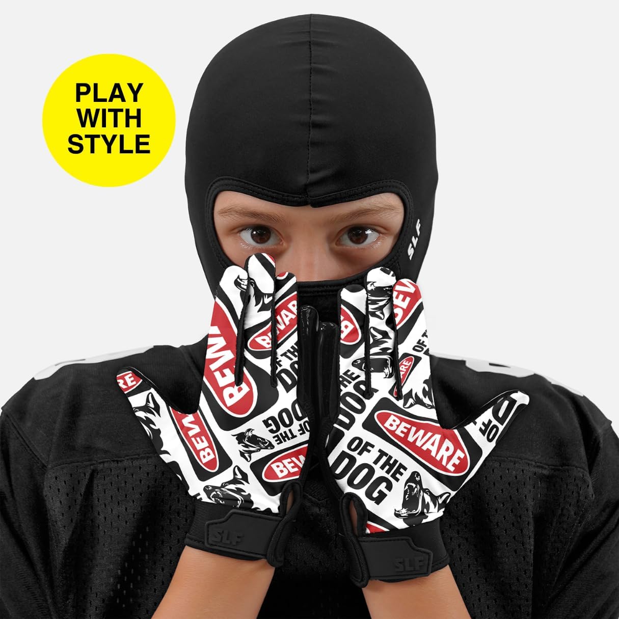 SLEEFS Youth Football Gloves for Boys & Girls - Wide Receiver Football Gloves with Sticky Grip for Catch Control - Lightweight, Breathable Fit - Durable Kids Glove, Youth Small or Large