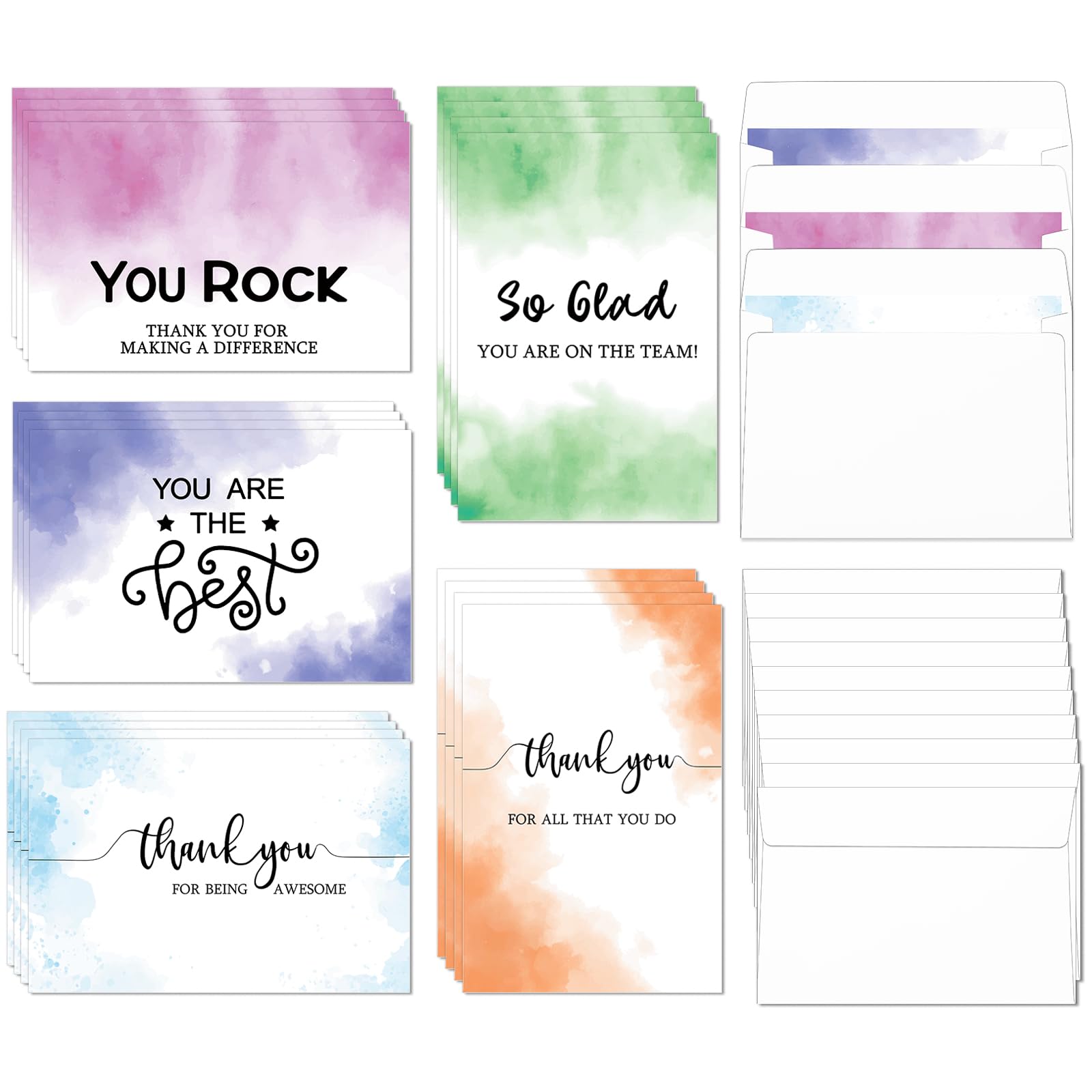 Jetec 100 Sets Employee Appreciation Cards with Envelopes Teacher Thank You Gifts Bulk, Gratitude Volunteer Cards for Staff Team Work Anniversary,