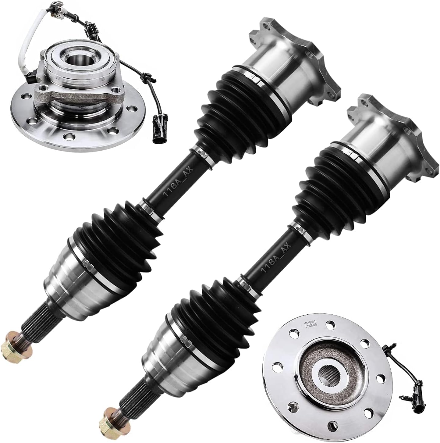 Detroit Axle - 4WD Front CV Axles Kit for 1996-2000 Chevrolet GMC K2500 K3500, 1996-1999 K2500 Suburban, 2 CV Axle Shafts 2 Wheel Bearing Hubs Assembly 1997 1998 Replacement