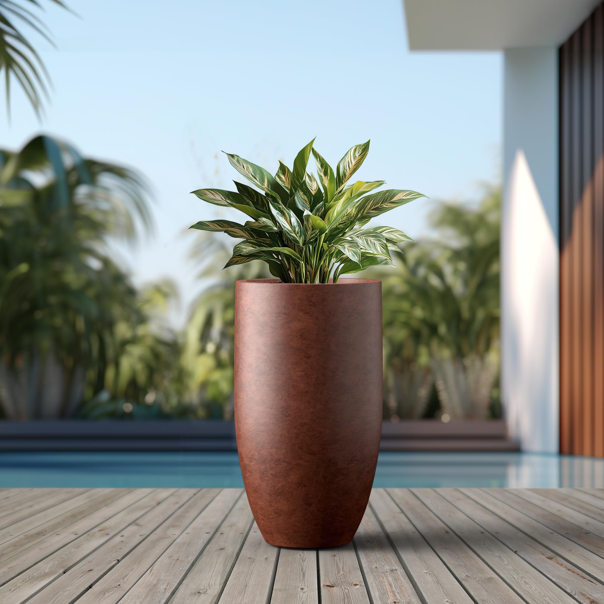 Amazon.com : Kante 24 Inch Tall Round Concrete Planter, Large Indoor Outdoor  Plant Pots with Drainage Hole and Rubber Plug, Modern Decorative Garden Pots  for Home Patio Porch, Rusty : Patio, Lawn