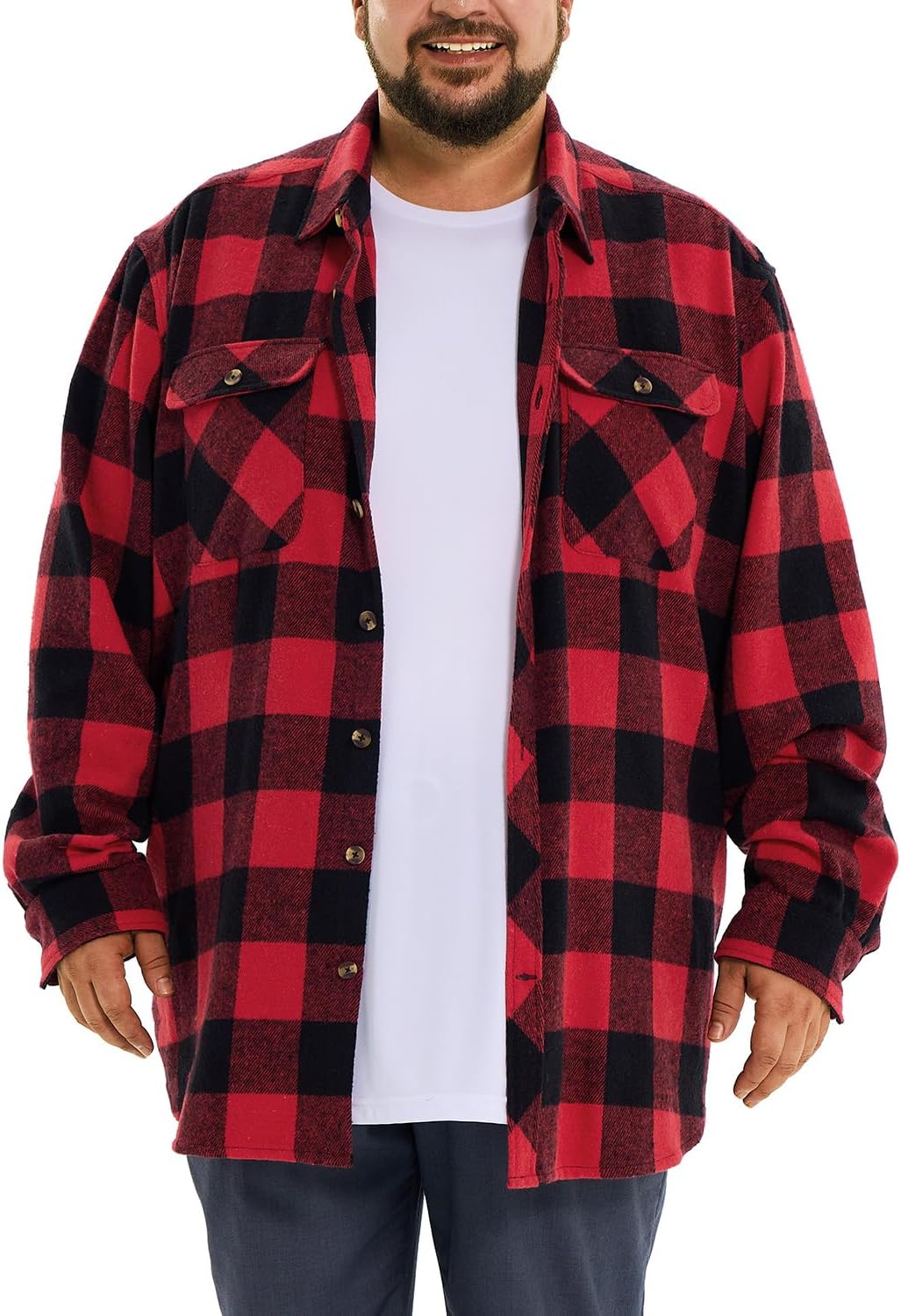 HOdo Big and Tall Mens Heavyweight Flannel Shirt 2XL- 6XL Button Down Shirt - Image 4