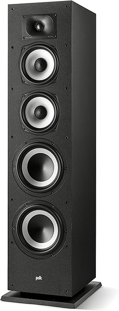 POLK AUDIO Monitor XT70 High-Resolution Floor-Standing Tower Loudspeaker, Hi-Res Certified Performance Speaker, Dolby Atmos Certified & DTS:X Compatible, Pack of 1 Speaker, Black
