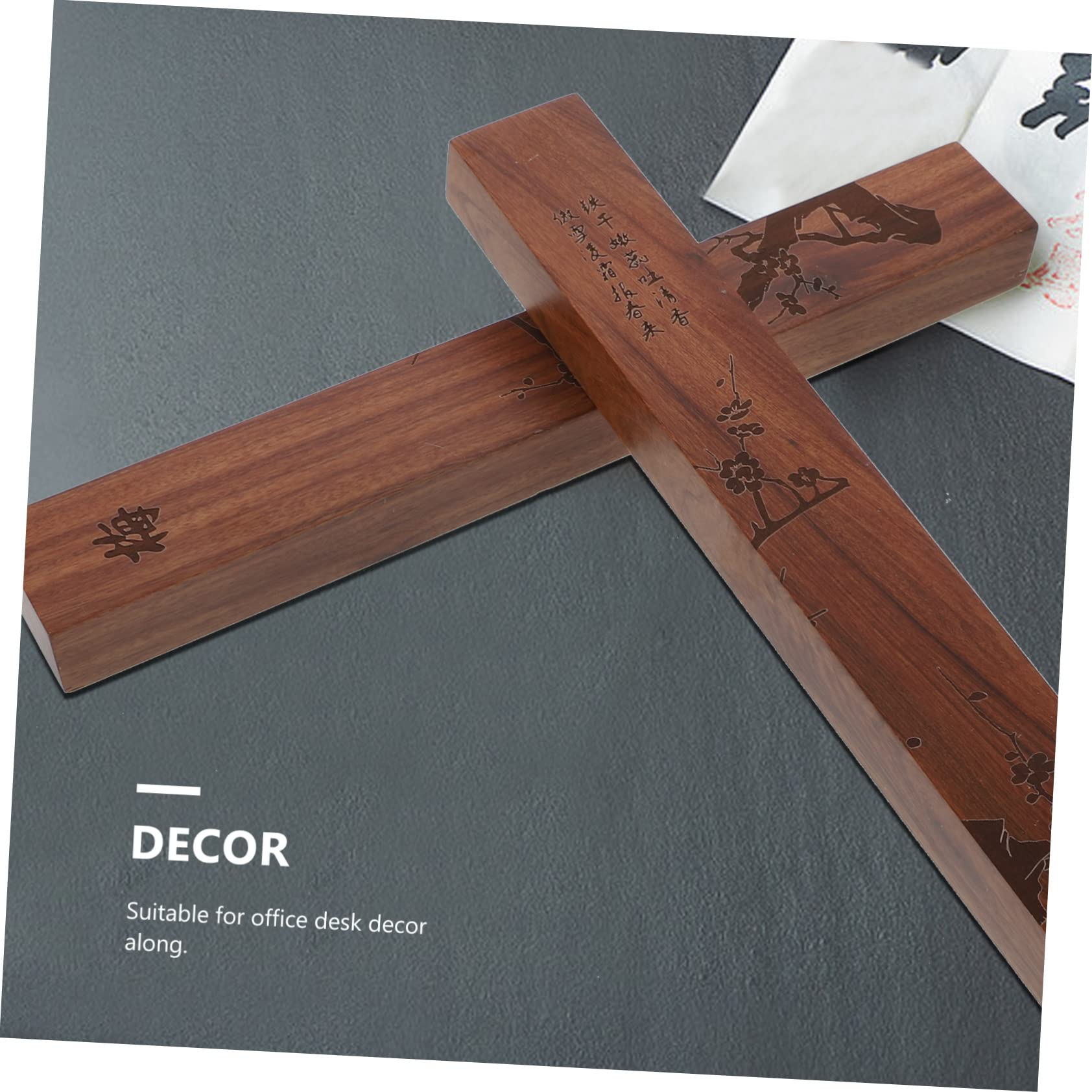 Toyvian künstlerische Briefbeschwerer Papier flach halten Kalligraphie-Briefbeschwerer fürs Büro Briefbeschwerer mit chinesischer Kalligrafie Briefbeschwerer bemalen Holz Schwarz