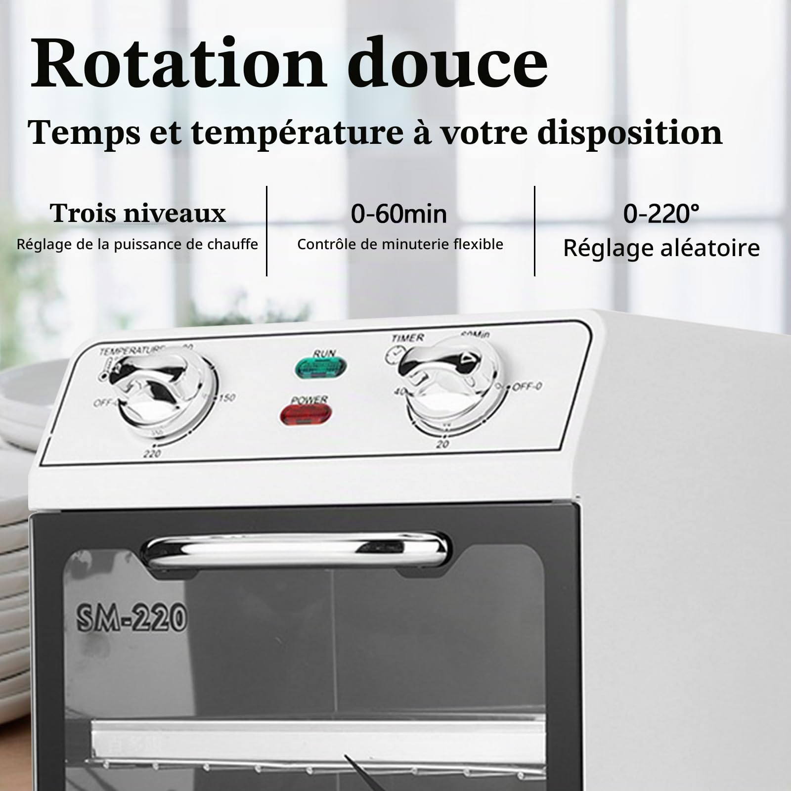 Désinfection par Stérilisateur à Air Chaud, 600W 8L 220℃ Stérilisateur à Chaleur Sèche Stérilisateur à Haute Température Stérilisateur à Ongles avec Minuterie et Voyant Lumineux pour Salon Coiffure