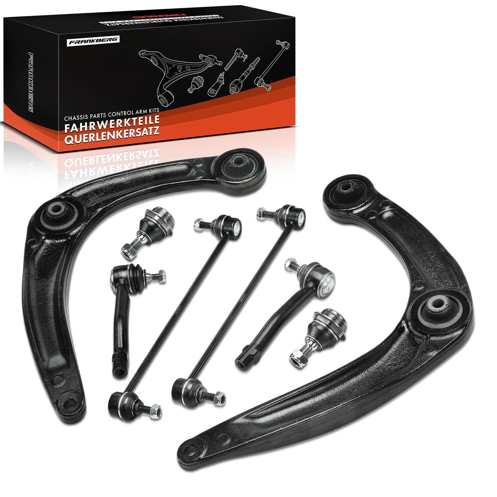 Frankberg Ensemble de 8 bras de suspension avant 9804947480 | Compatible avec: 3008 MPV 0U, C4 II NC, DS4 NX, 5.008E3 0E 0U, 308 CC 4B, 308 SW I 4E 4H, 308 I 4A 4C