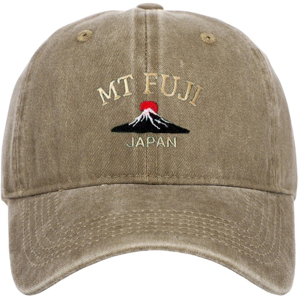 Sslvya Volcano Embroidered Baseball Hat Retro Denim Snapback Hat for Hiking Beach Golf Camping Outdoor Sports